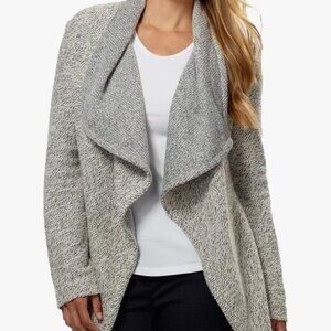 BNCI x Blanc Noir Waterfall Drape Cardigan Tweedish Gray Peplum sz S RTO cozy